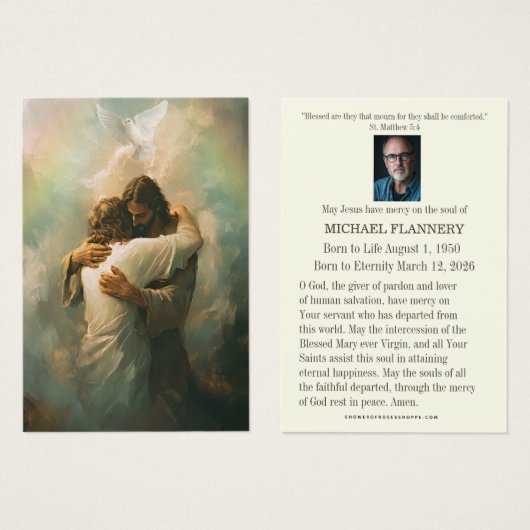 Catholic Funeral Memorial Jesus Prayer Card (正面&裏面)