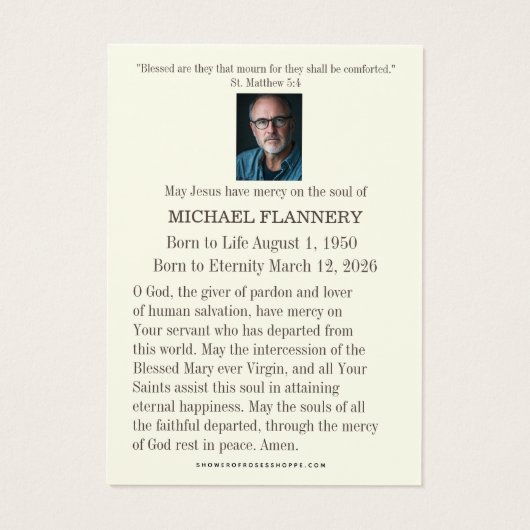 Catholic Funeral Memorial Jesus Prayer Card (裏面)