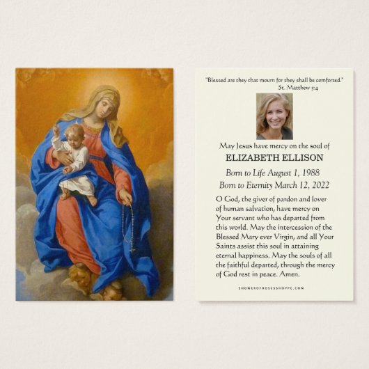 Catholic Funeral Memorial Mary Rosary (正面&裏面)