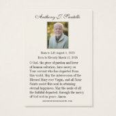 Catholic Funeral Memorial Prayer Holy Card (裏面)