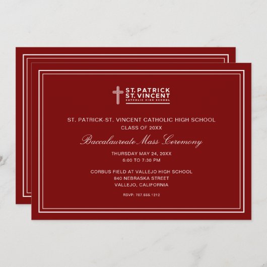 Catholic Graduation Mass 招待状 (正面/裏面)