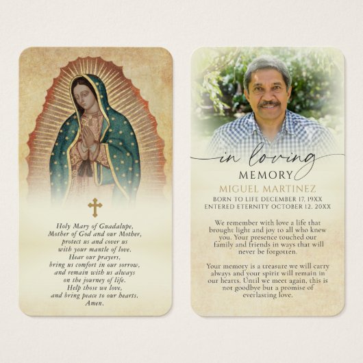 Catholic Guadalupe Memorial Prayer Cards (正面&裏面)