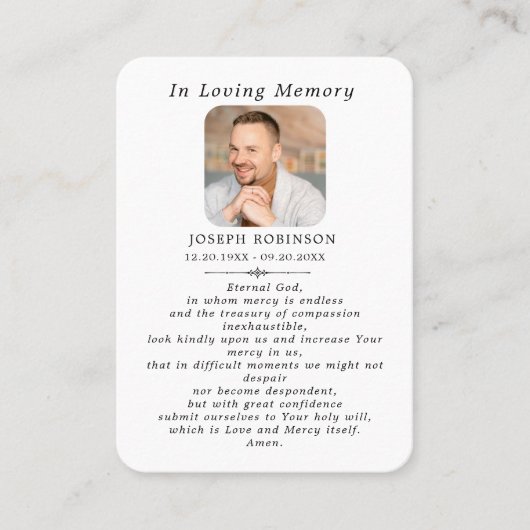 Catholic Jesus Divine Mercy Funeral Prayer Card 名刺 (正面)