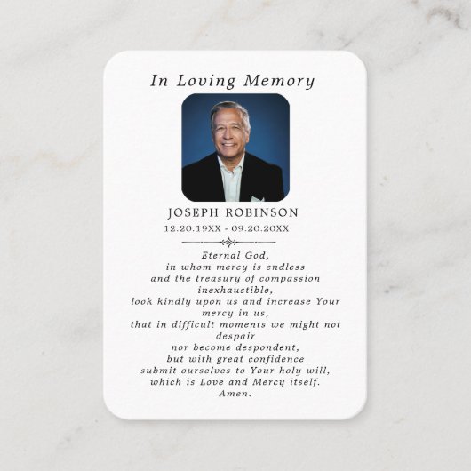 Catholic Jesus Divine Mercy Funeral Prayer Card 名刺 (正面)