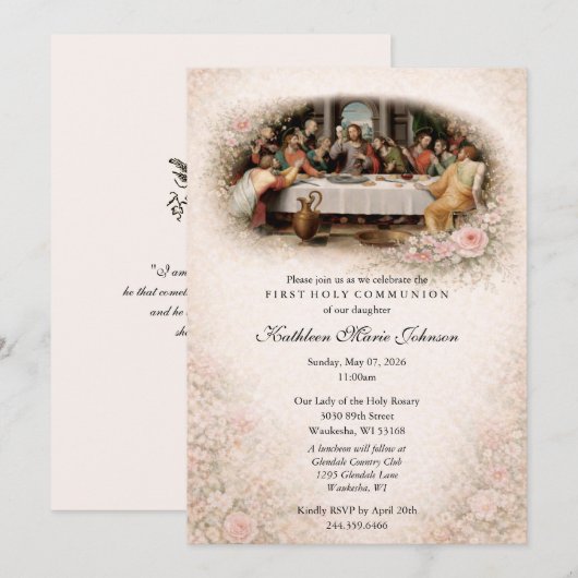 Catholic Jesus First Communion Invitations 招待状 (正面/裏面)