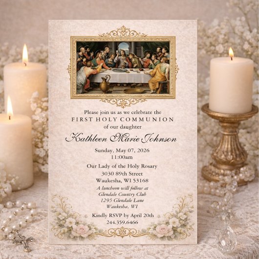 Catholic Jesus Girl First Communion Invitations 招待状