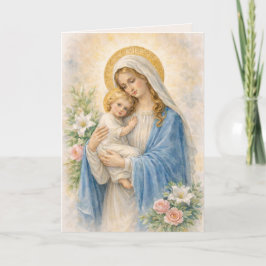 Catholic Mary and Jesus Religious Birthday Card カード