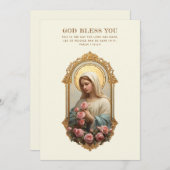 Catholic Mary with Pink Roses Floral Scripture (正面/裏面)