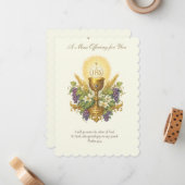 Catholic Mass Offering Chalice Floral Design ノートカード (正面/裏面インサイチュ)