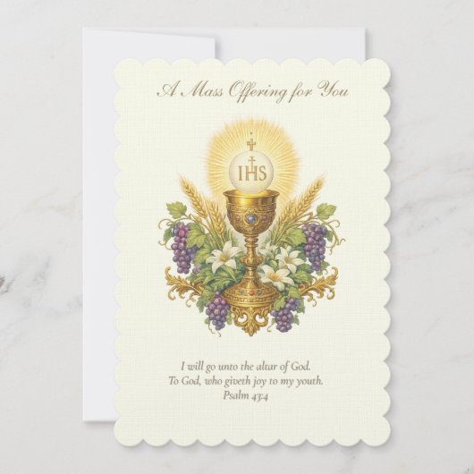 Catholic Mass Offering Chalice Floral Design ノートカード (正面)