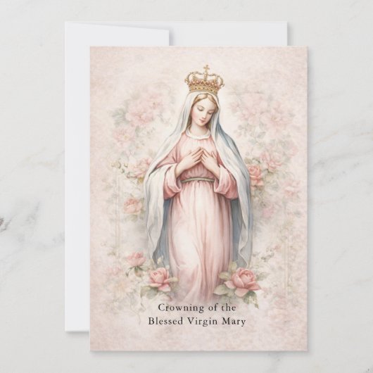 Catholic May Crowning Invitation Blessed Mary 招待状 (正面)
