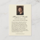 Catholic Memorial Prayer Christmas Jesus  名刺 (裏面)