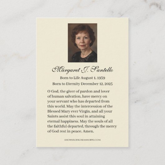 Catholic Memorial Prayer Christmas Jesus  名刺 (裏面)