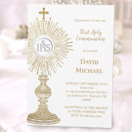 Catholic monstrance design | First Holy Communion 招待状