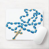 Catholic Mouse Pad White w/ Beautiful Blue Rosary マウスパッド (マウス)