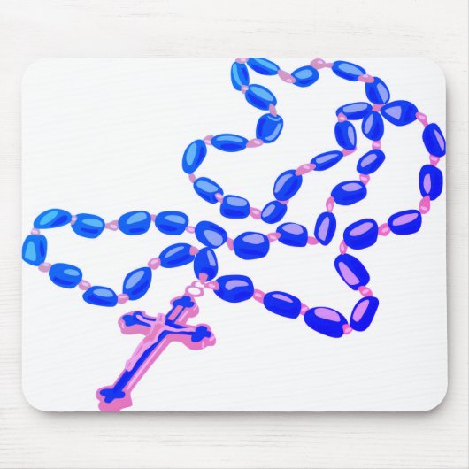 Catholic Mouse Pad White with Beautiful Rosary マウスパッド (正面)