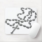 Catholic Mouse Pad White with Black Rosary マウスパッド (マウス)