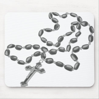 Catholic Mouse Pad White with Black Rosary マウスパッド