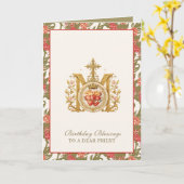 Catholic Priest Birthday Blessings Floral Gold  カード (黄色い花)