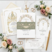 Catholic Roses Wedding Rings Rosary Sage Green  招待状ベリーバンド