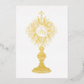 catholic small 5" x 7" Eucharist monstrance  箔招待状 (正面)