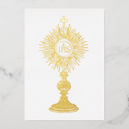 catholic small 5" x 7" Eucharist monstrance  箔招待状