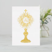 catholic small 5" x 7" Eucharist monstrance  箔招待状 (立ち正面)