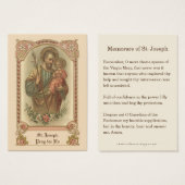 Catholic St. Joseph Memorare Prayer Holy Cards (正面&裏面)