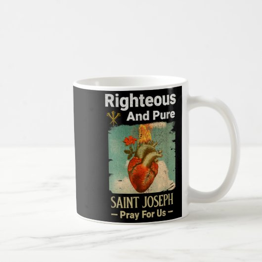 Catholic St. Joseph, Patron Saint Of Fathers, Pray コーヒーマグカップ (右)