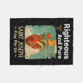 Catholic St. Joseph, Patron Saint Of Fathers, Pray フリースブランケット (正面(横))