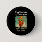 Catholic St. Joseph, Patron Saint Of Fathers, Pray 缶バッジ (正面)