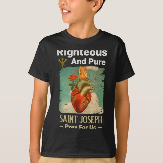 Catholic St. Joseph, Patron Saint Of Fathers, Pray Tシャツ (正面)