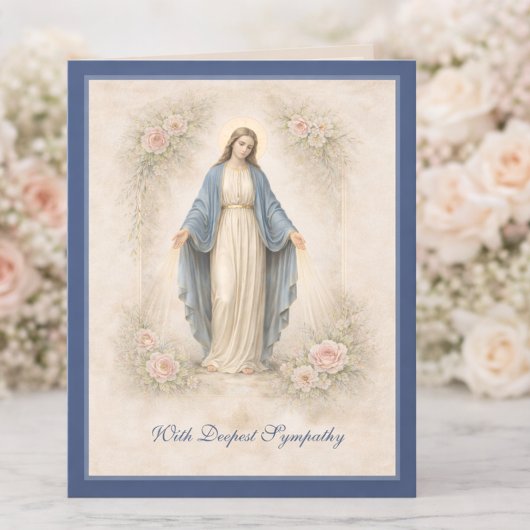 Catholic Sympathy Mother Mary Floral カード