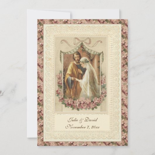 Catholic Vintage  Wedding Church/Reception  招待状 (正面)