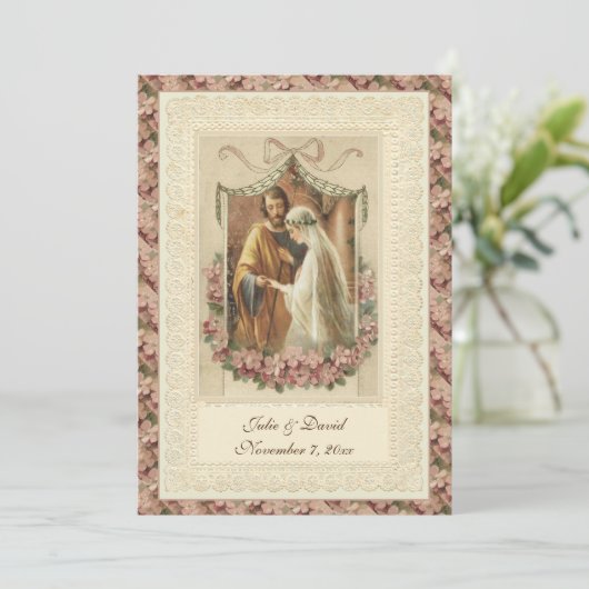 Catholic Vintage Wedding Church/Reception 招待状 (スタンド正面)