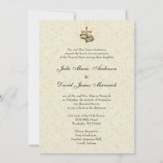 Catholic Vintage  Wedding Church/Reception  招待状 (裏面)