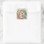 Catholic Virgin Mary Baby Jesus Floral  スクエアシール (バッグ)