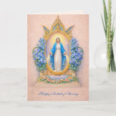 Catholic Virgin Mary Floral Birthday Card カード (正面)