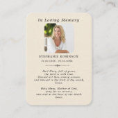 Catholic Virgin Mary Memorial Ivory Prayer Card 名刺 (正面)