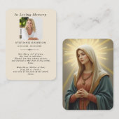 Catholic Virgin Mary Memorial Ivory Prayer Card 名刺 (正面/裏面)