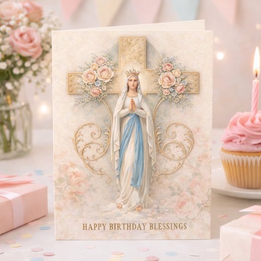 Catholic Virgin Mary Religious Birthday Card カード