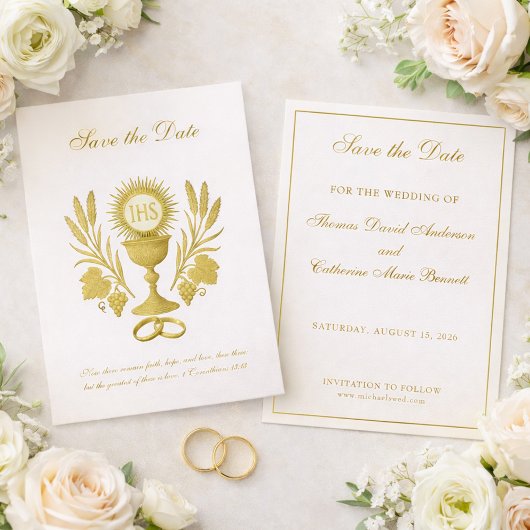 Catholic Wedding Elegant Save the Date セーブザデート