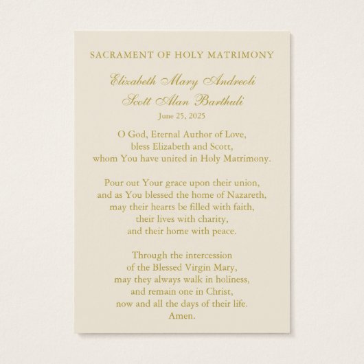 Catholic Wedding Floral Marian Prayer Cards (裏面)