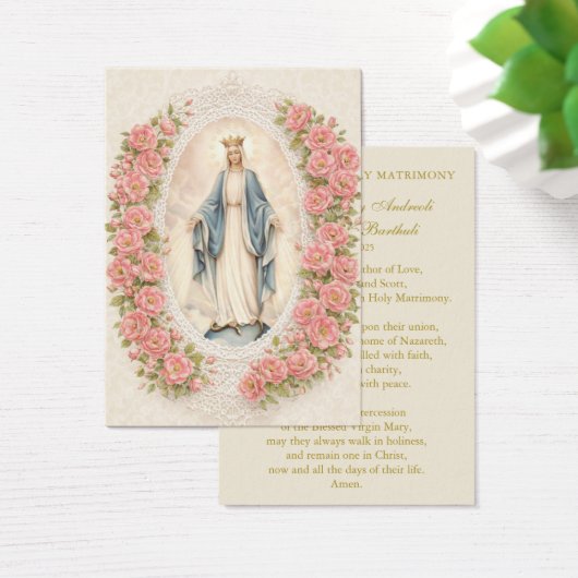 Catholic Wedding Floral Marian Prayer Cards (デスク)