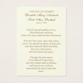 Catholic Wedding Prayer Betrothal Mary Joseph (裏面)