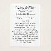 Catholic Wedding Prayer Card  (裏面)