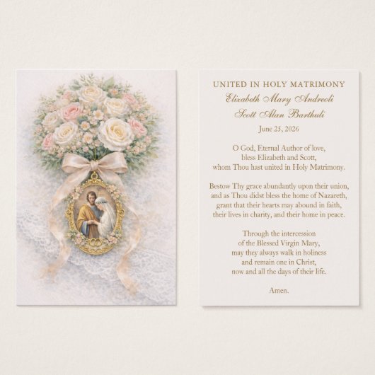Catholic Wedding Prayer Card Betrothal  (正面&裏面)