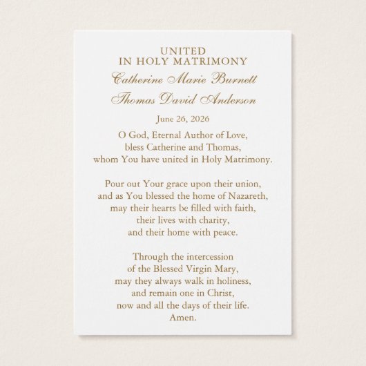 Catholic Wedding Prayer Card Betrothal  (裏面)