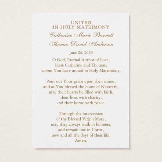 Catholic Wedding Prayer Card Betrothal  (裏面)