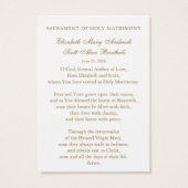 Catholic Wedding Prayer Card  Gold Cross (裏面)